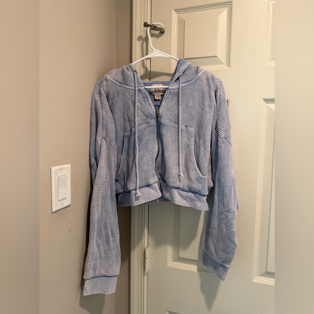 BDG cropped waffle zip up